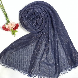 Designer Crinkled Cotton Mesh Sparkling  Women's Stole - Blue